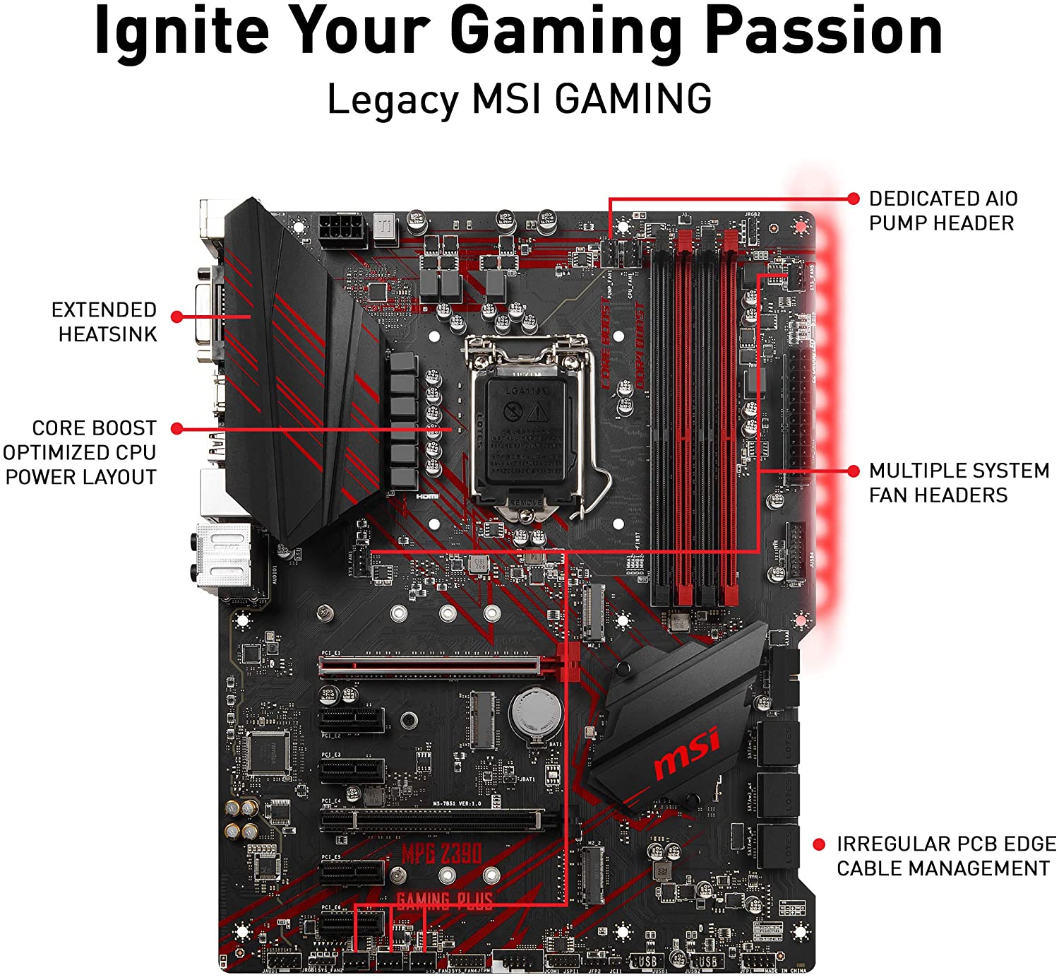 MSI MPG Z390 Gaming Plus LGA1151 (Intel 8th and 9th Gen) M.2 USB 3.1
